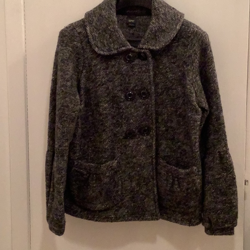 Esprit wool jacket, unlined.  Cute jacket that can be worn with anything.  Grey.